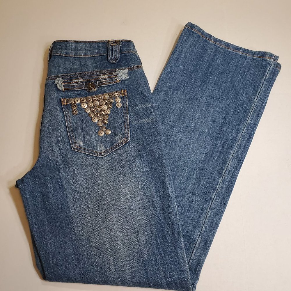 Baccini button studded high rise  jeans size 8
